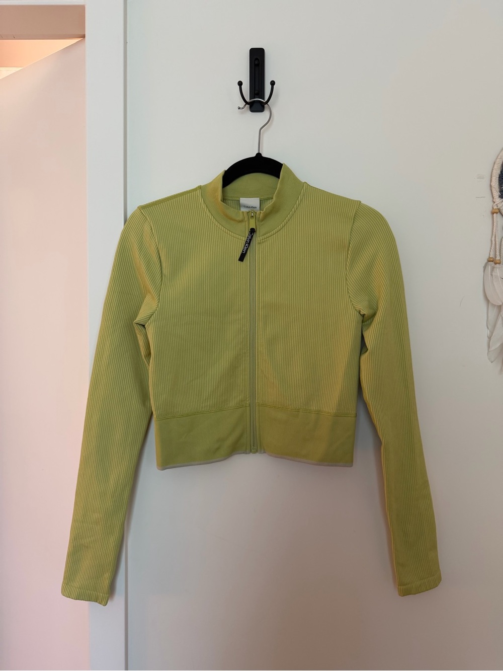Calvin Klein - Light Green Ribbed Zip-Front Jacket